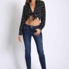 Women Sans Souci Crop Tops | Polka Dot Front Tie Top