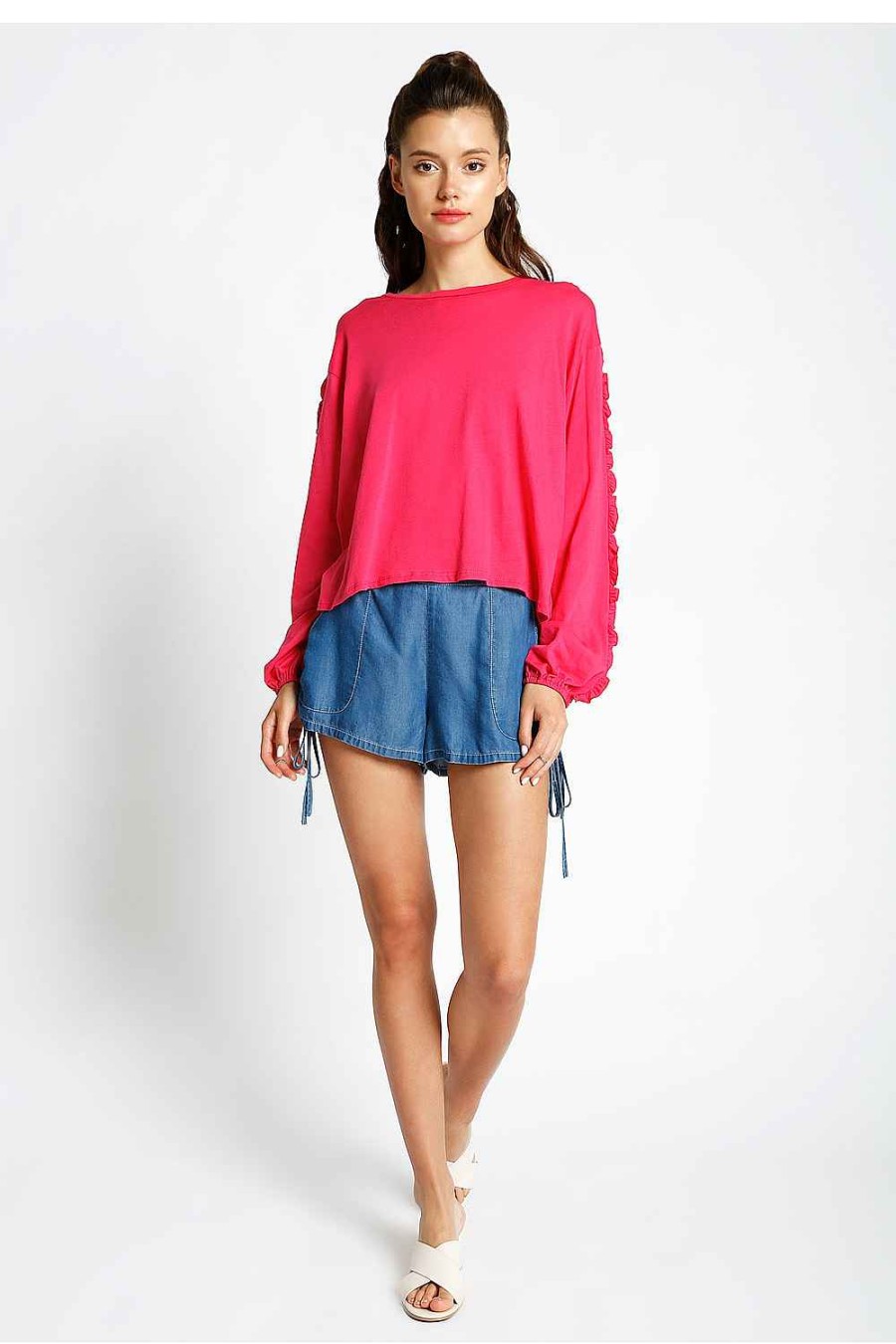 Women Sans Souci Long Sleeve Tops | Ruffled Long Sleeve Top