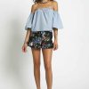 Women Sans Souci Shorts | Floral Ruffle Button Front Shorts Black