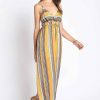 Women Sans Souci Jumpsuits | Woven Stripe Cami Jumpsuit Mustard Combo