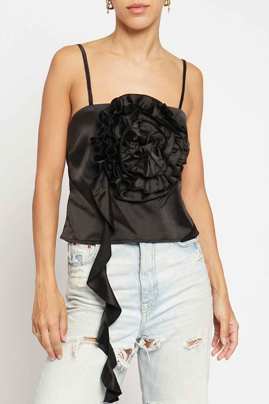 Women Sans Souci Tank Tops | Rosette Satin Cami