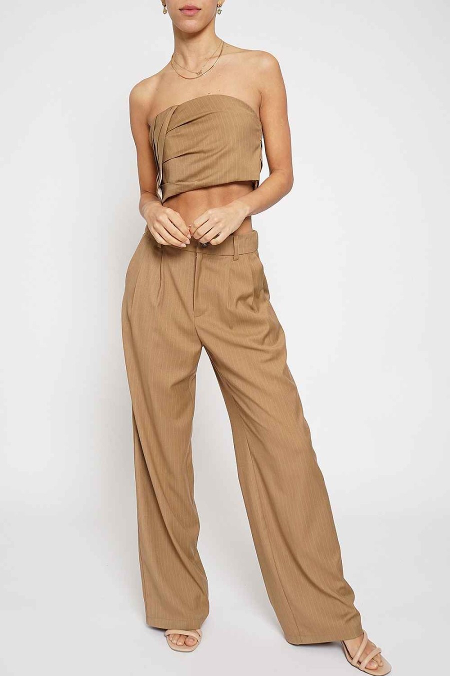 Women Sans Souci Pants | Pleated Pinstripe Trousers