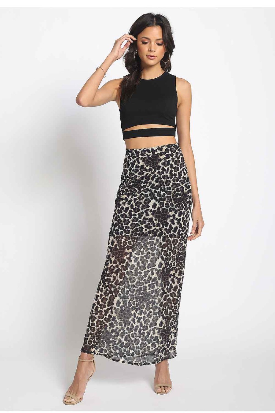 Women Sans Souci Skirts | Sheer Print Skirt Leopard