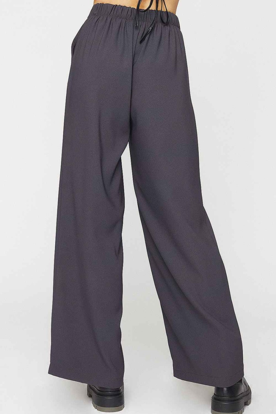 Women Sans Souci Pants | Wide Leg Pull On Pants Charcoal