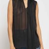 Women Sans Souci Sleeveless Tops | Stripe Tie Sleeveless Blouse