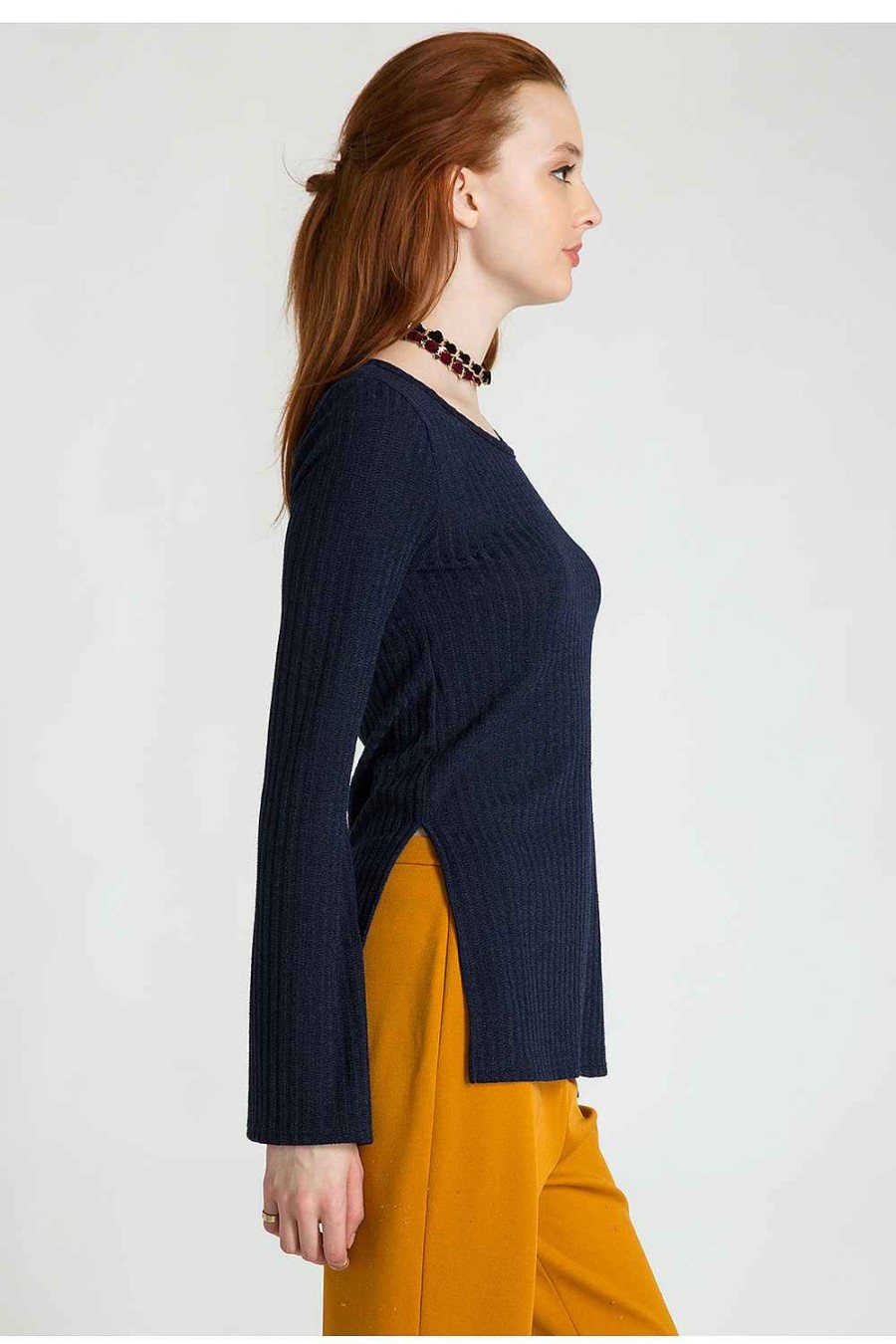 Women Sans Souci Long Sleeve Tops | Rib Knit Tunic Top