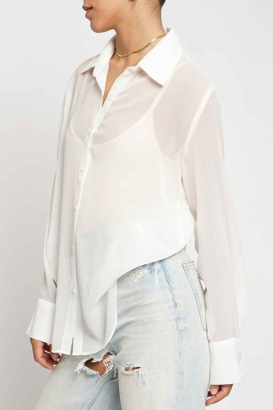 Women Sans Souci Shirts & T-Shirts | Crinkled Sheer Oversized Shirt