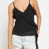 Women Sans Souci Tank Tops | Double Georgette Ruffled Cami