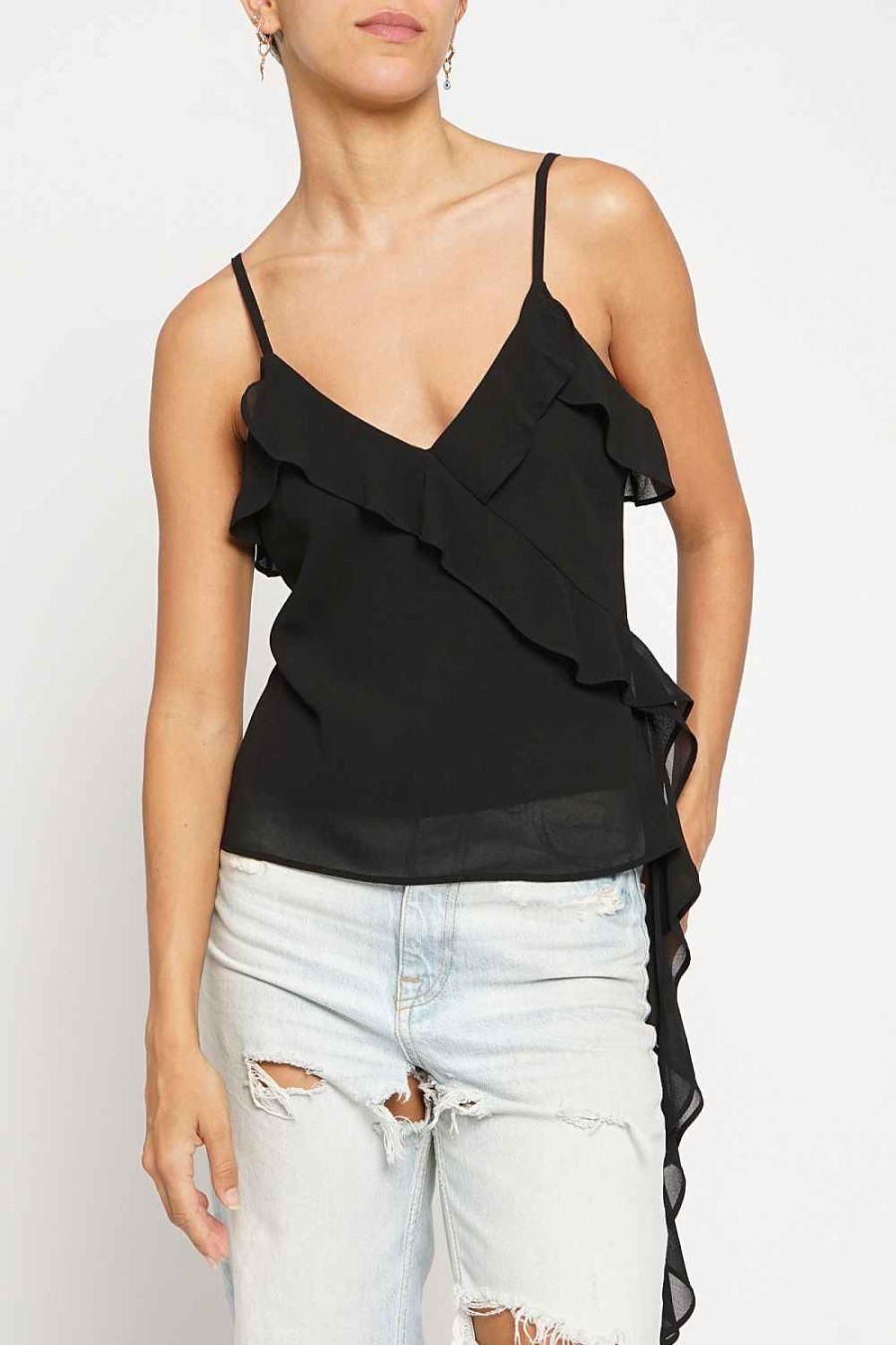 Women Sans Souci Tank Tops | Double Georgette Ruffled Cami