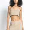 Women Sans Souci Tank Tops | Stripe Cropped Cami Top Beige