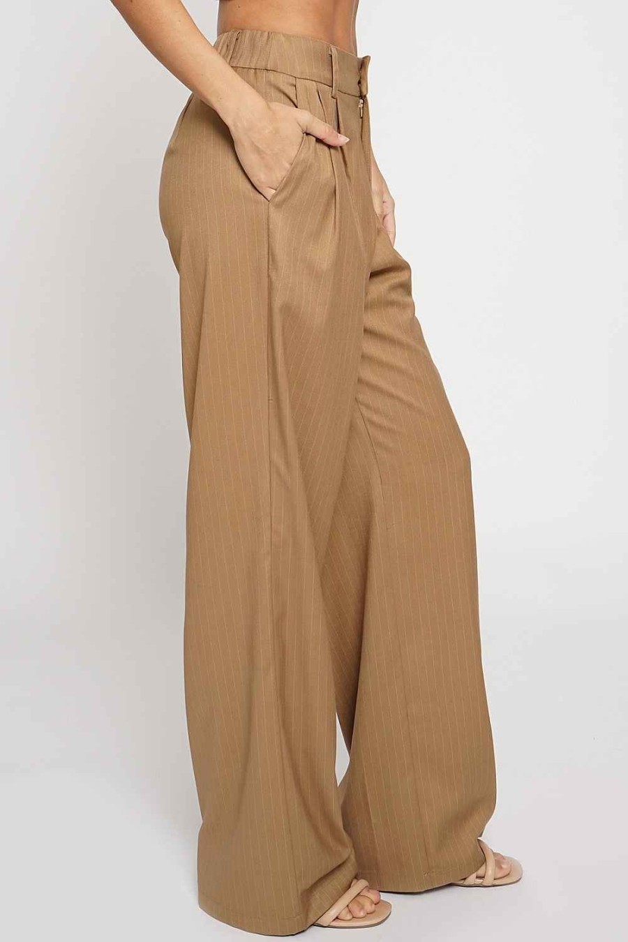 Women Sans Souci | Pleated Pinstripe Trousers