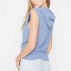 Women Sans Souci Sleeveless Tops | Hooded Sweater Vest Slate