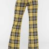 Women Sans Souci Pants | Knit Plaid Bell Bottoms Yellow