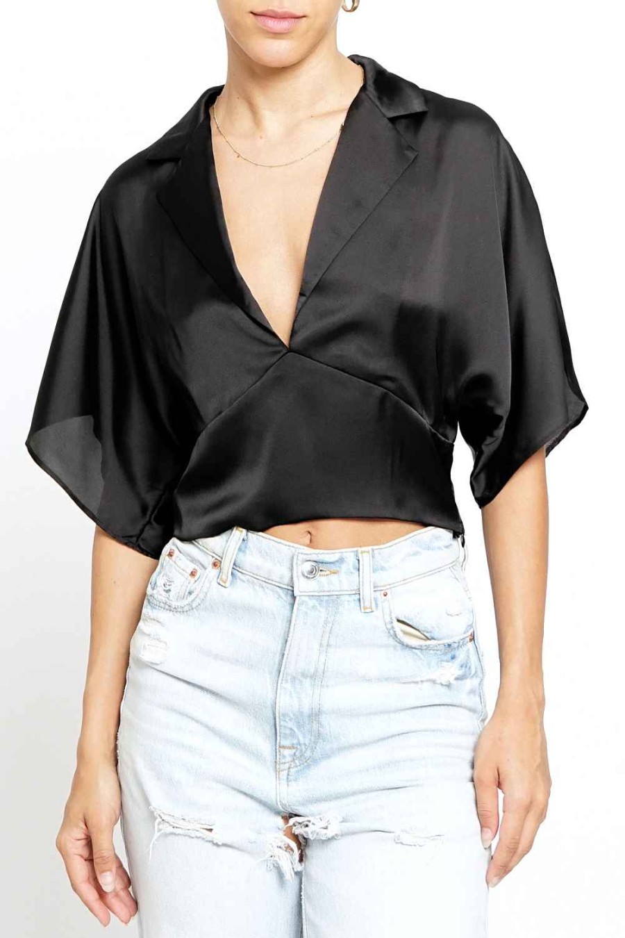 Women Sans Souci Crop Tops | Kimono Sleeve Top Black