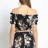 Women Sans Souci Strapless Tops | Floral Ruffle Off Shoulder Top Navy Combo