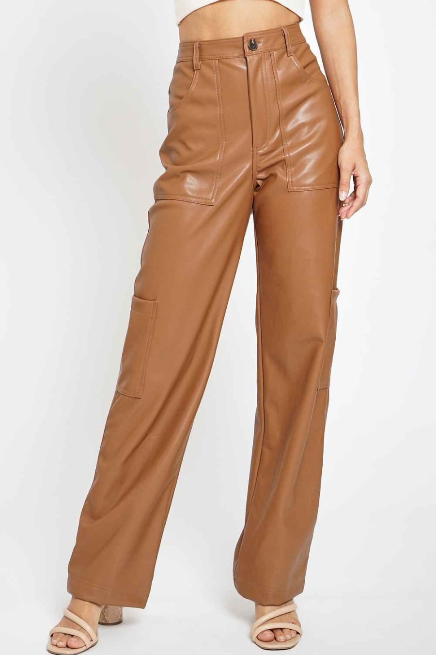 Women Sans Souci Pants | Pu Cargo Full Pants