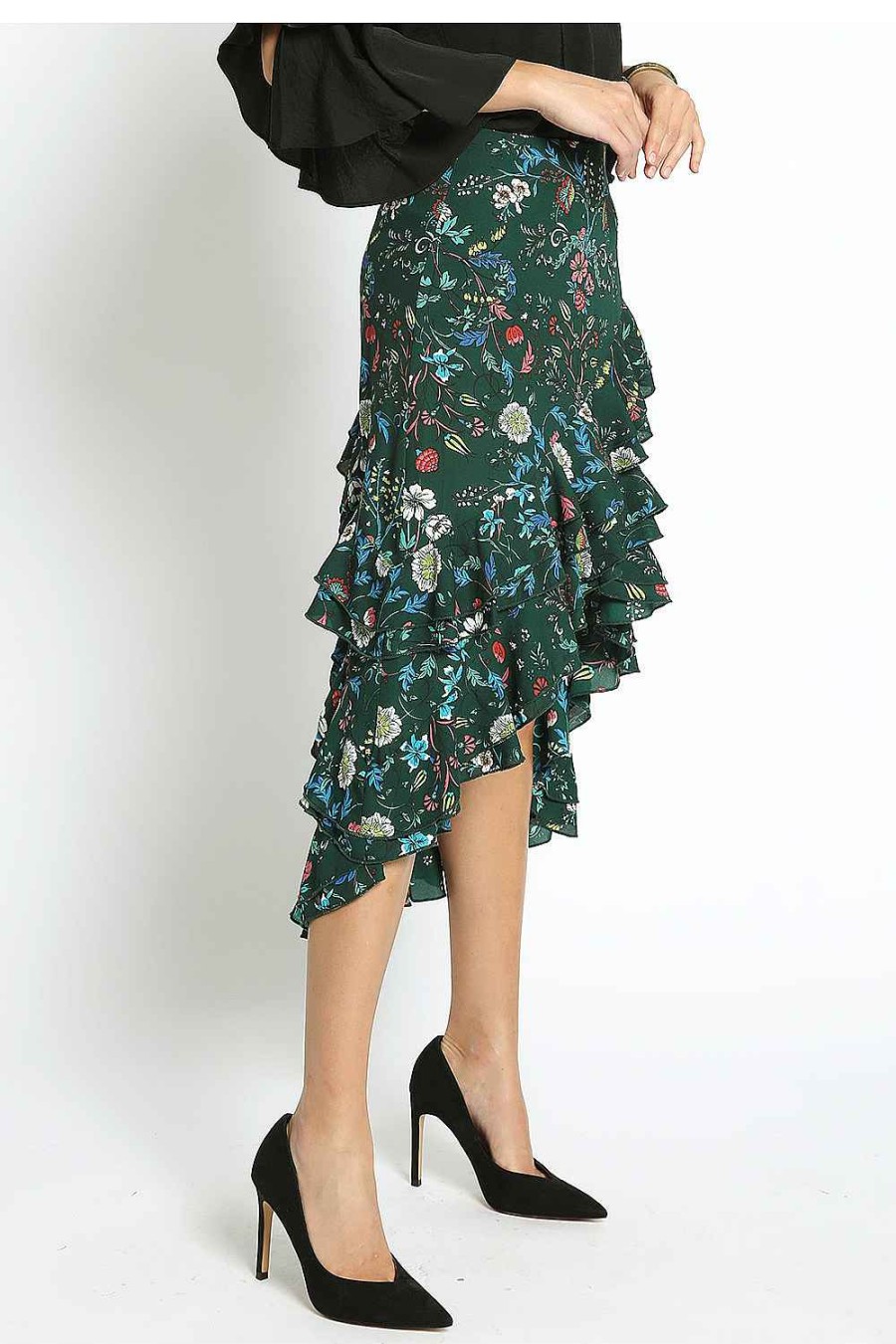 Women Sans Souci Skirts | Floral Hi Low Wrap Skirt