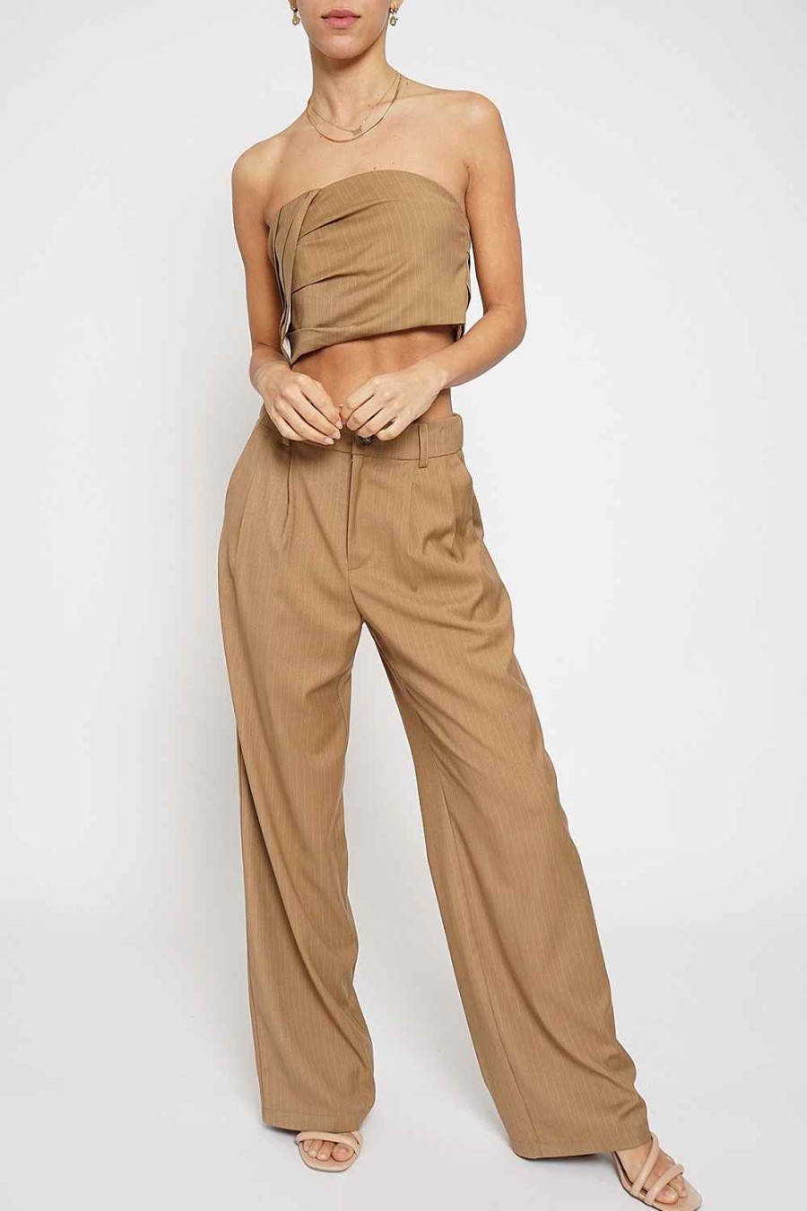 Women Sans Souci | Pleated Pinstripe Trousers