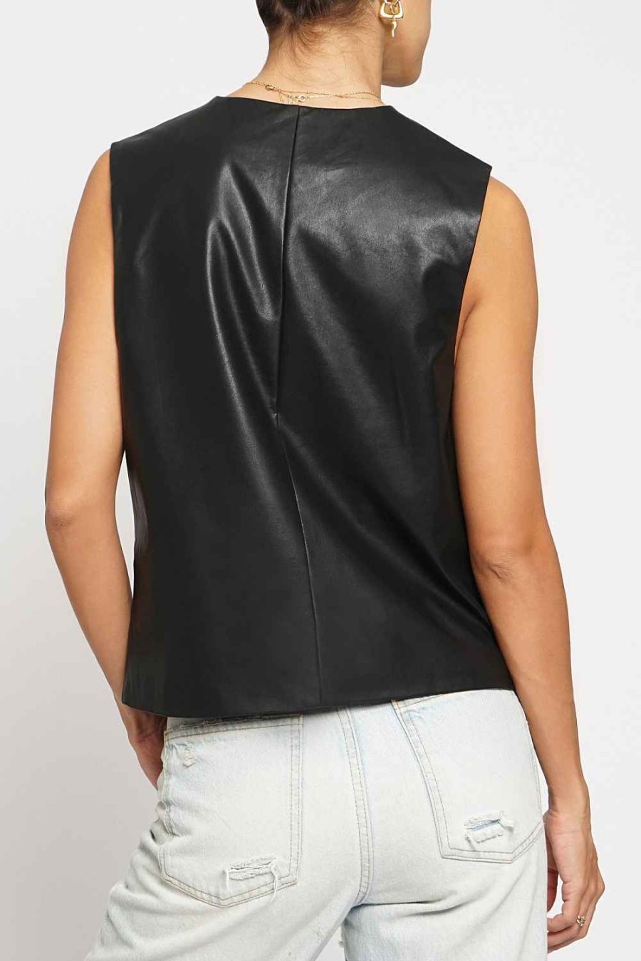 Women Sans Souci Sleeveless Tops | Oversized Pu Vest