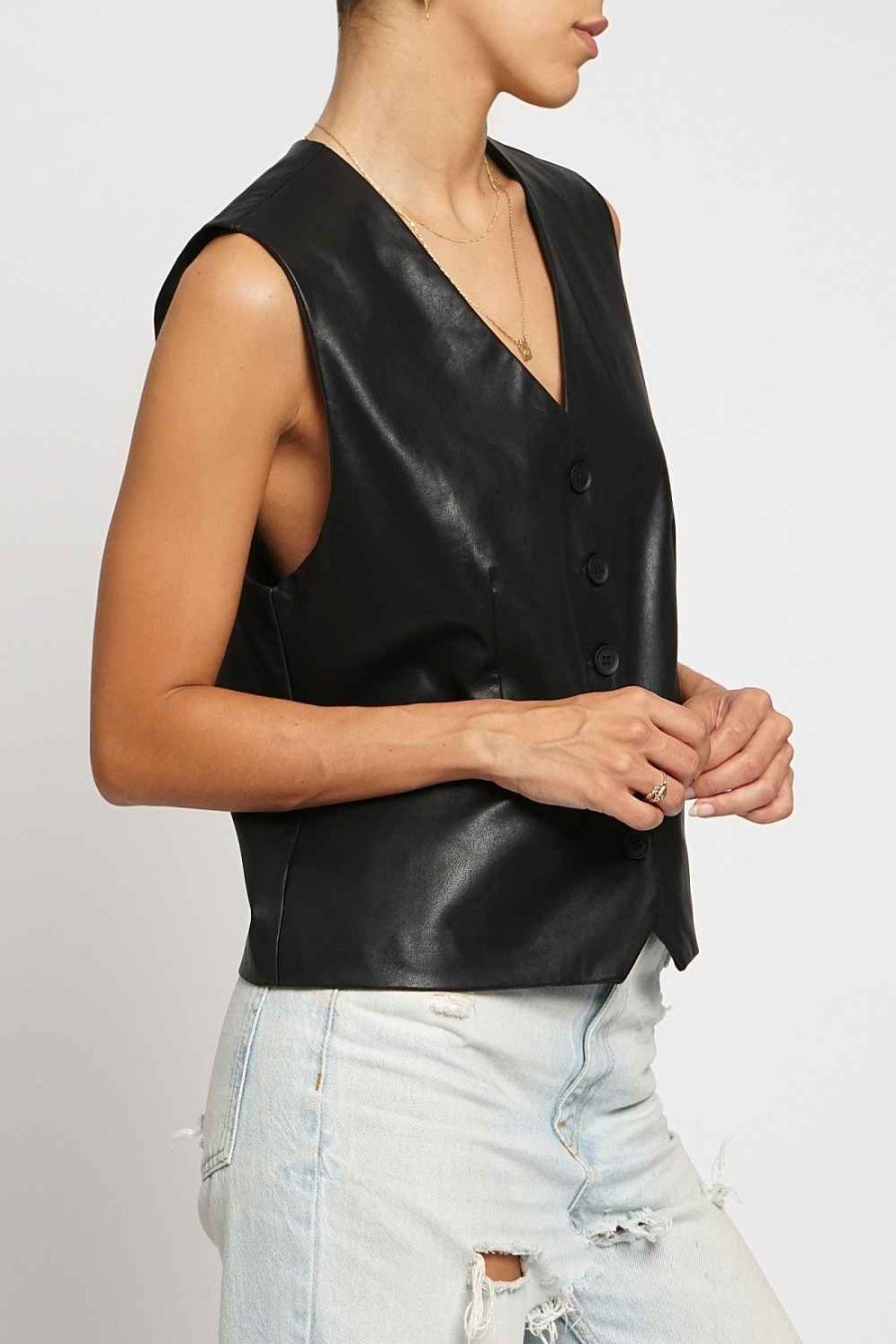 Women Sans Souci Vests | Oversized Pu Vest