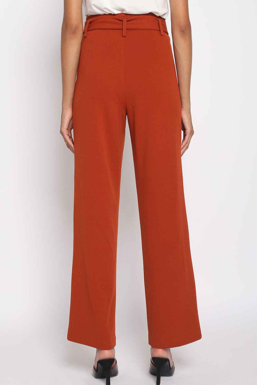 Women Sans Souci Pants | Self Tie Slacks Rust