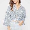 Women Sans Souci 3/4 Sleeve Tops | Tie Front Floral Top White