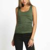 Women Sans Souci Tank Tops | 4X2 Rib Knit One Side Pull Tank Top Olive