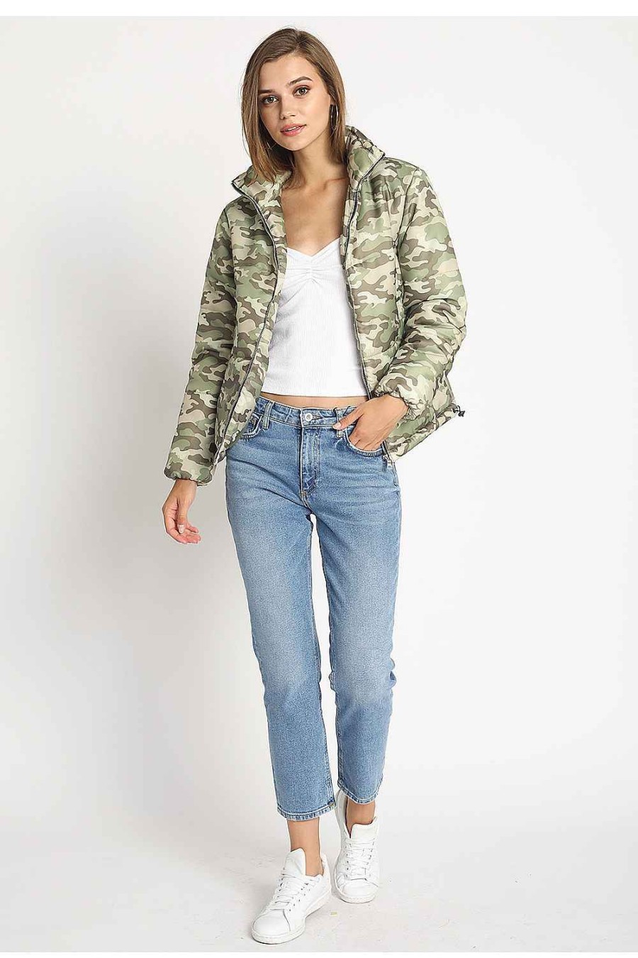 Women Sans Souci Jackets | Print Padding Jacket Camo