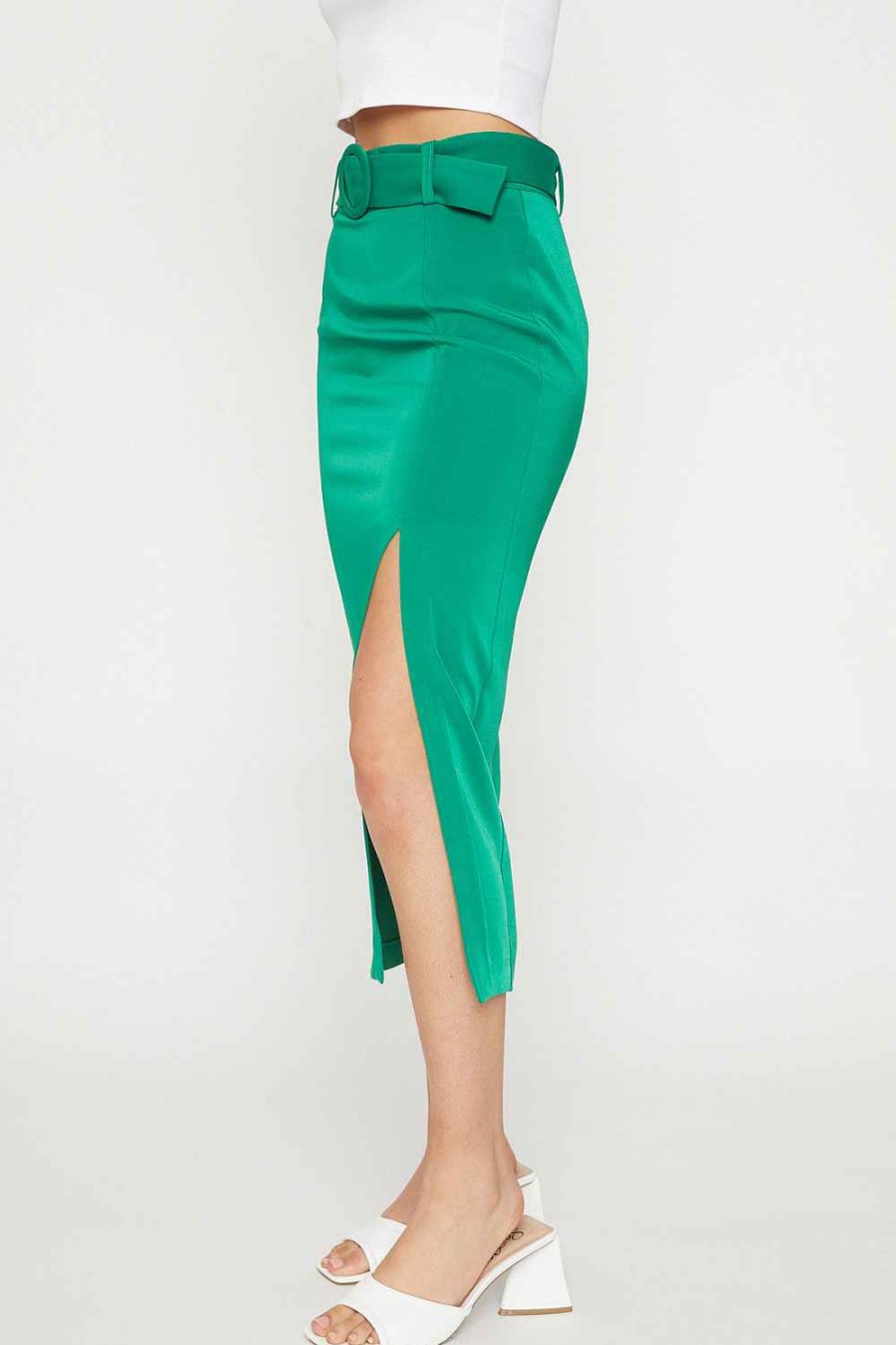 Women Sans Souci High-Waisted | Belted Midi Column Skirt