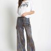 Women Sans Souci Pants | Metallic Wide Leg Pants Gold Blue