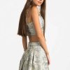 Women Sans Souci Crop Tops | Brocade Crop Top Silver