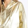 Women Sans Souci Long Sleeve Tops | Metallic Hoodie Wind Breaker Gold