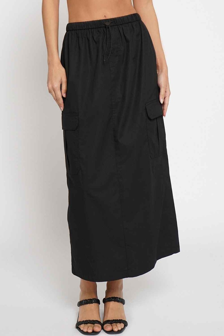 Women Sans Souci Skirts | Pull Cord Long Cargo Skirt