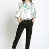 Women Sans Souci Jackets | Floral Satin Puff Sleeve Bomber Jacket