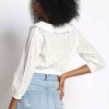 Women Sans Souci Crop Tops | Surplice Ruffle Top White