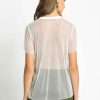 Women Sans Souci Shirts & T-Shirts | Mesh Tee With Smock Embellishment