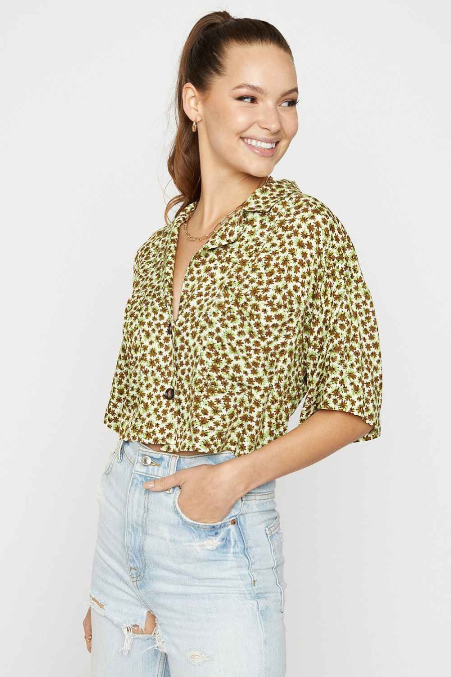 Women Sans Souci 1/2 Sleeve Tops | Cropped Resort Shirt