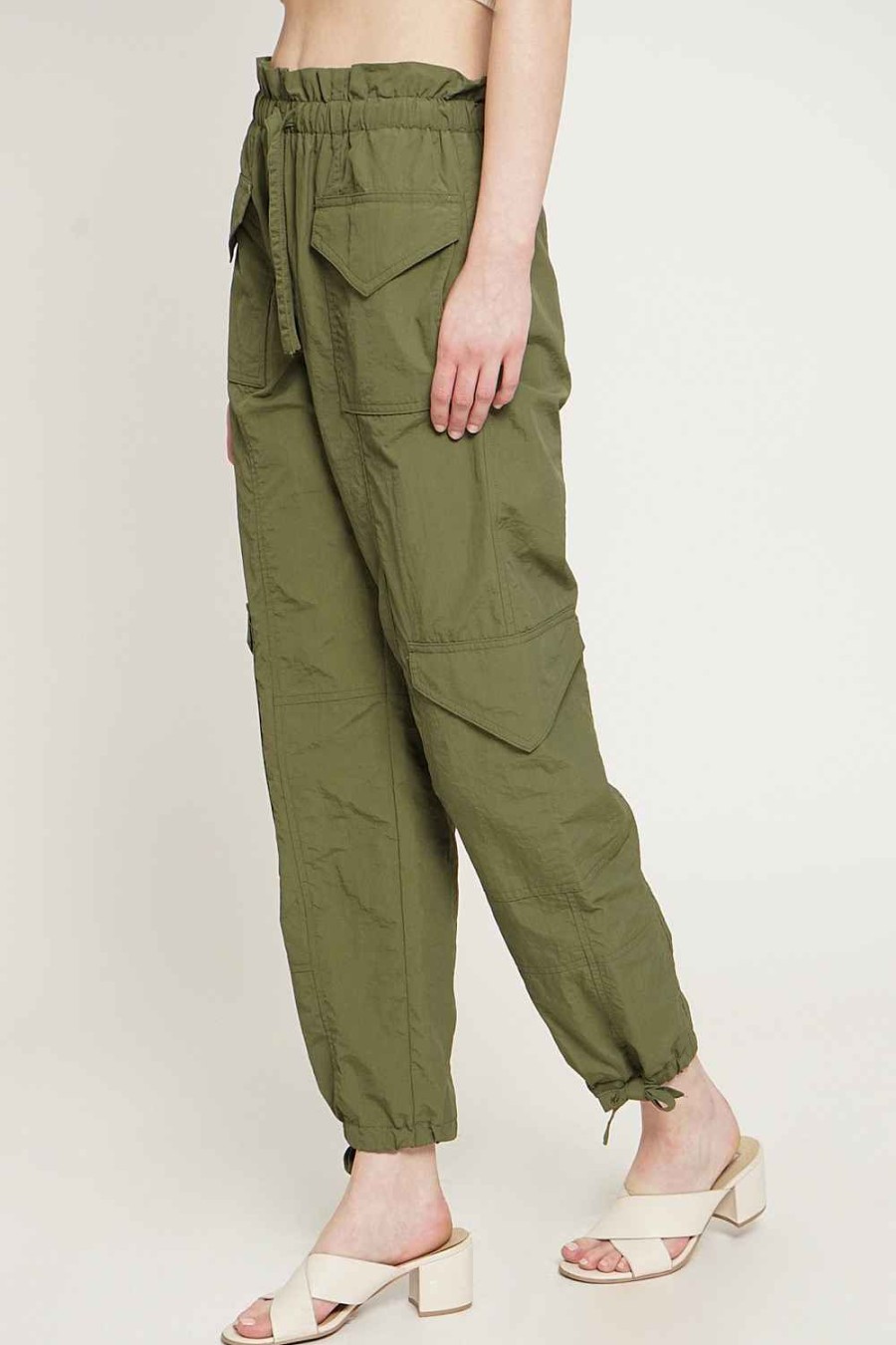 Women Sans Souci Pants | Nylon Tie Waist Cargo Pants