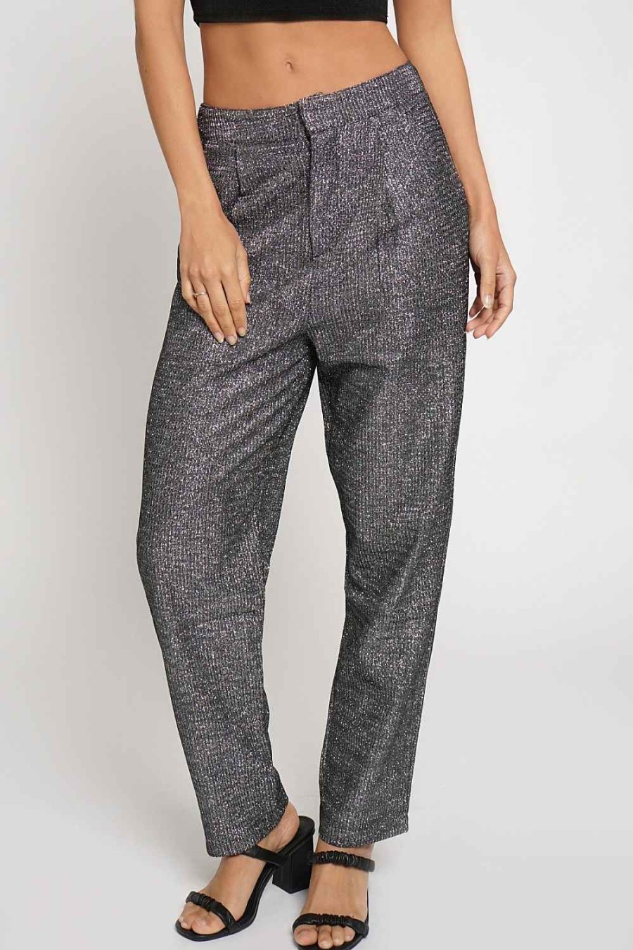 Women Sans Souci Pants | Metallic Suit Pants