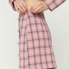 Women Sans Souci Skirts | Button Plaid Mini Skirt Salmon Blue