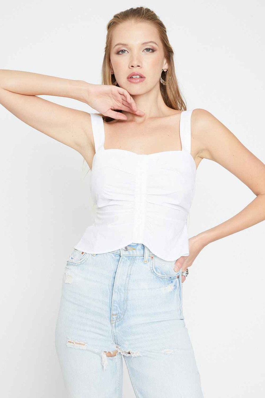 Women Sans Souci Crop Tops | Shirred Button Cami Top