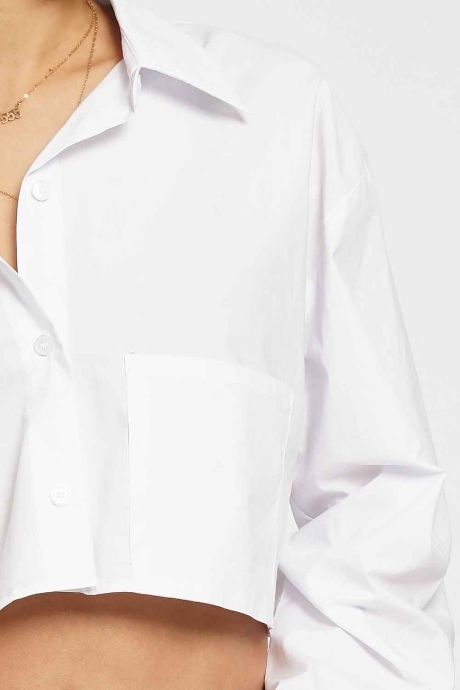 Women Sans Souci Shirts & T-Shirts | Solid Poplin Cropped Shirt