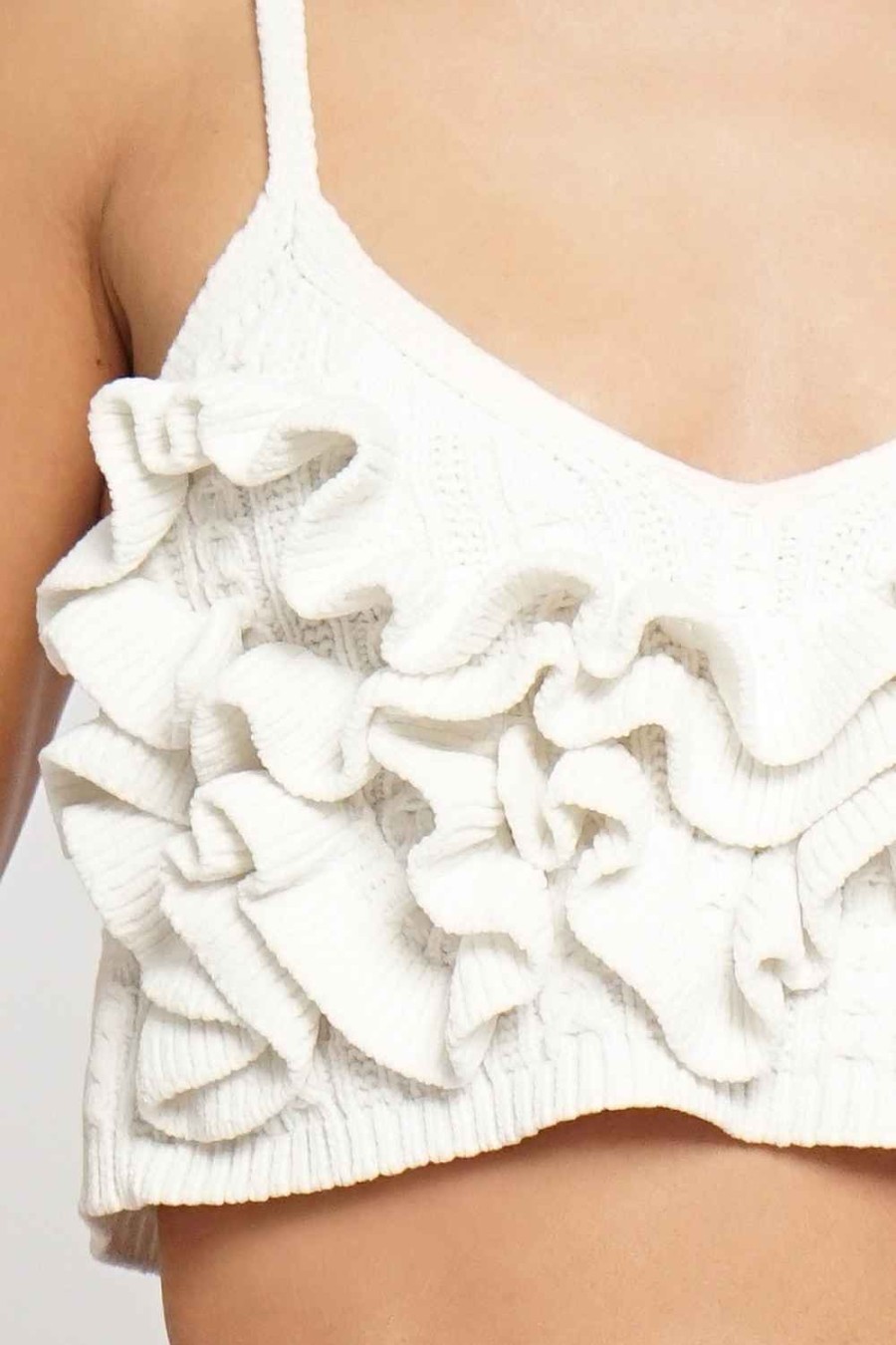 Women Sans Souci Crop Tops | Chenille Ruffle Cropped Cami