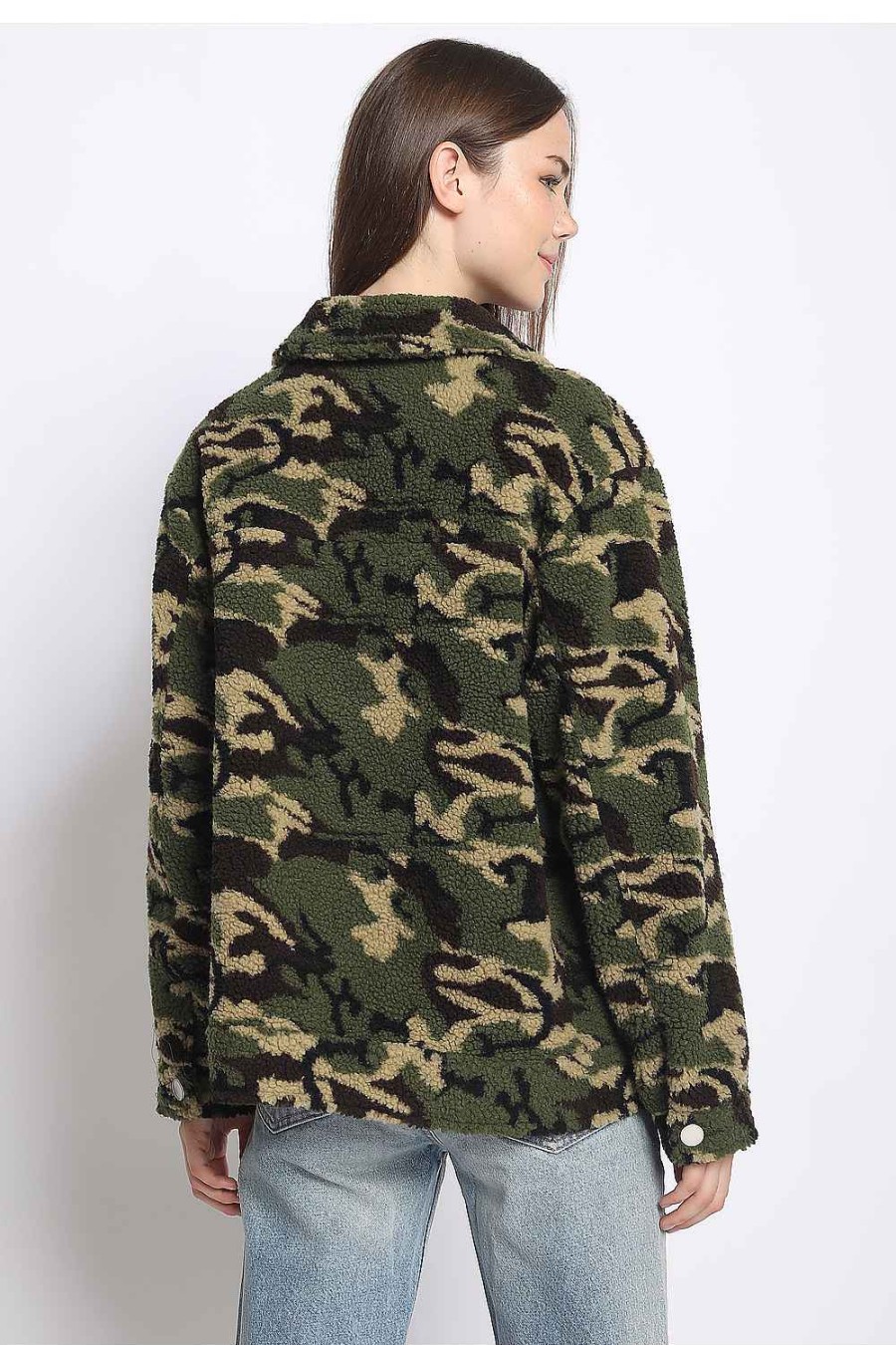 Women Sans Souci Jackets | Teddy Trucker Jacket Camo