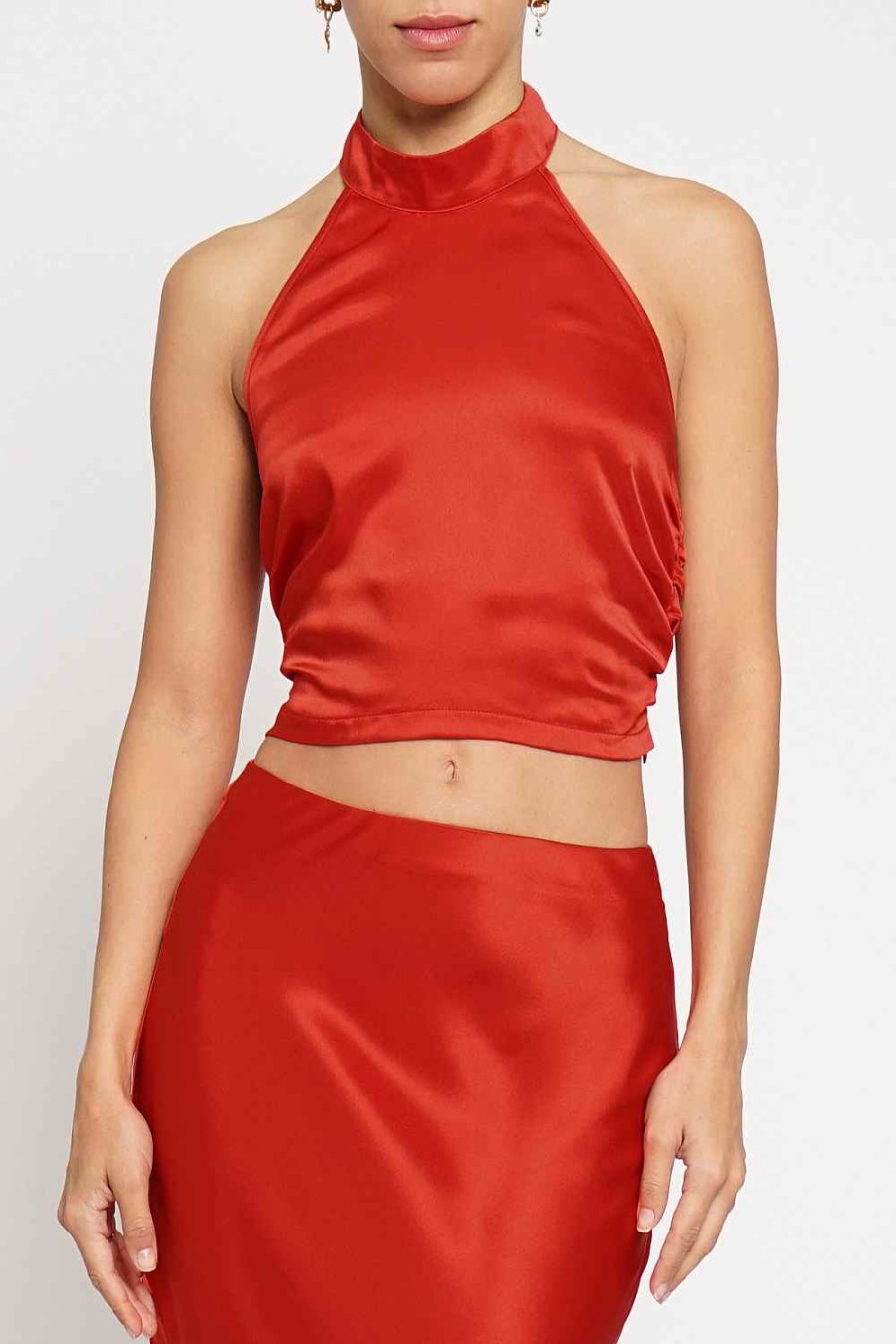 Women Sans Souci Sleeveless Tops | Satin Halter Top