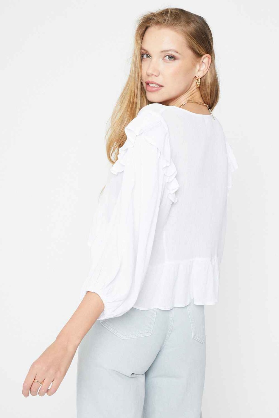 Women Sans Souci 3/4 Sleeve Tops | Ruffled Top