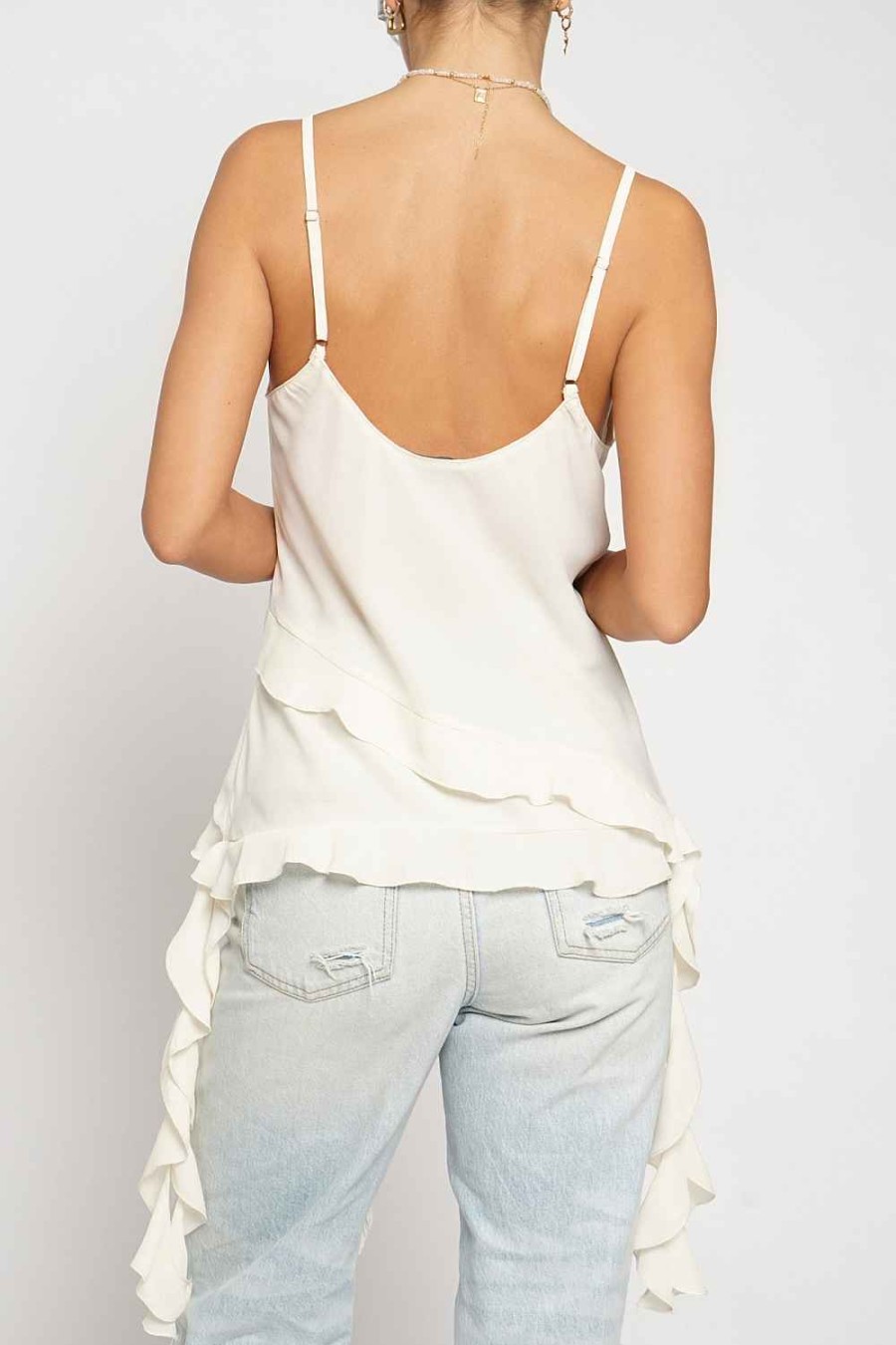 Women Sans Souci Tank Tops | Bias Ruffle Cami