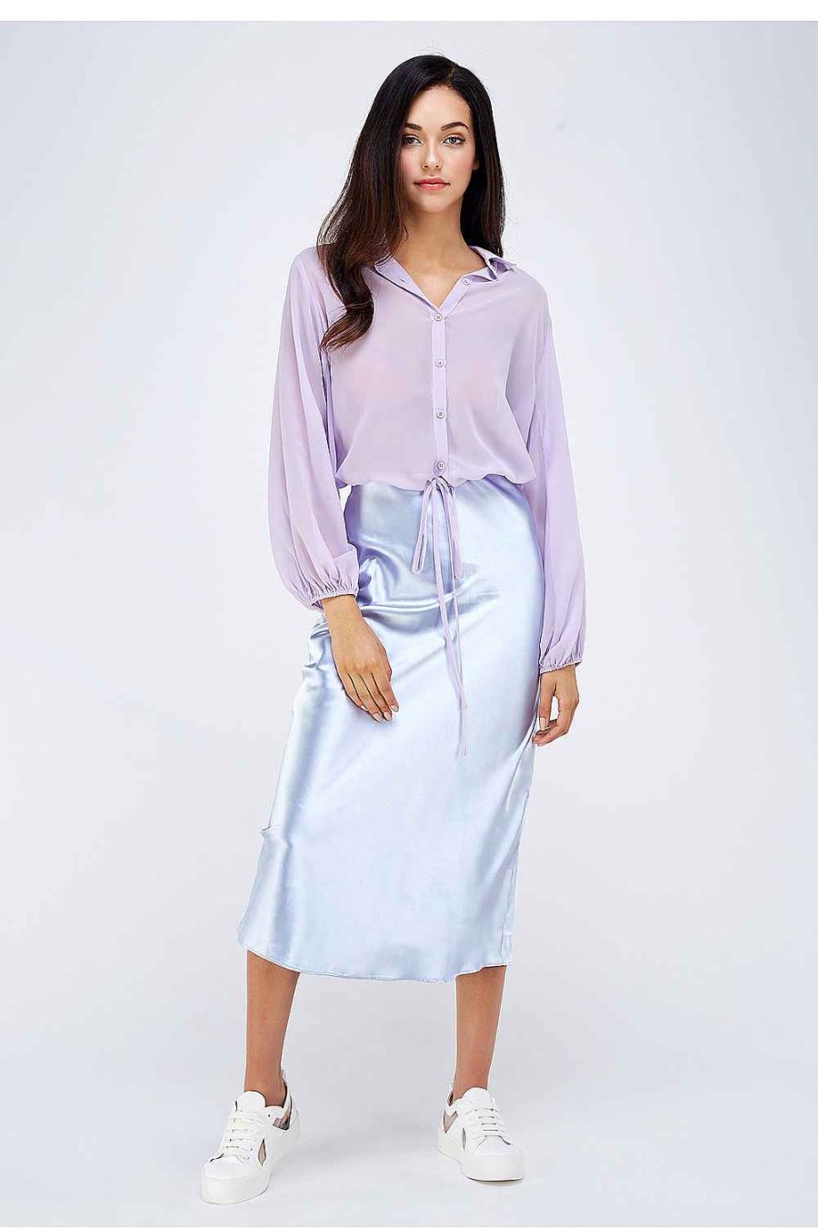 Women Sans Souci Skirts | Satin Midi Skirt Lavender