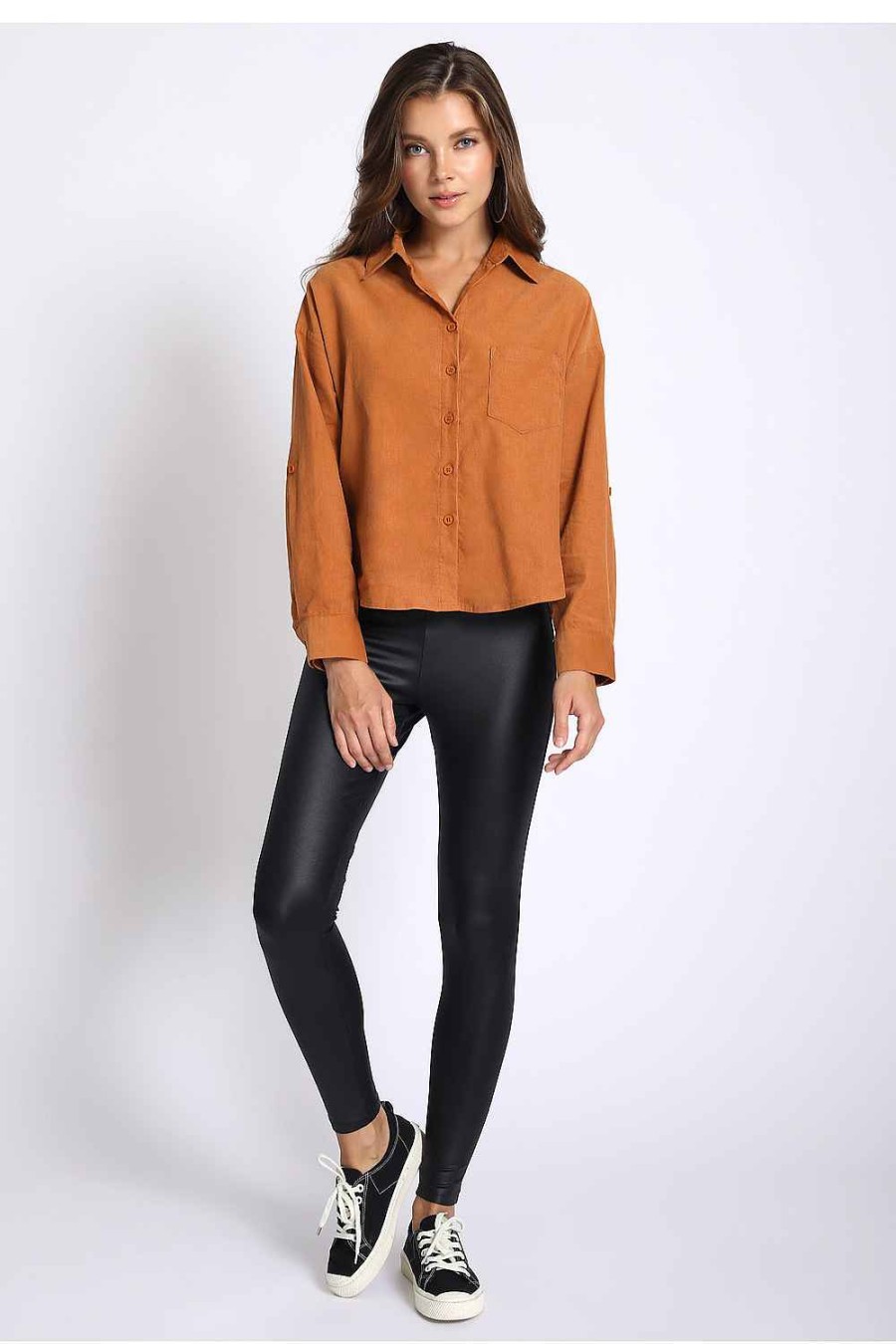 Women Sans Souci Long Sleeve Tops | Pocket Button Down Shirt