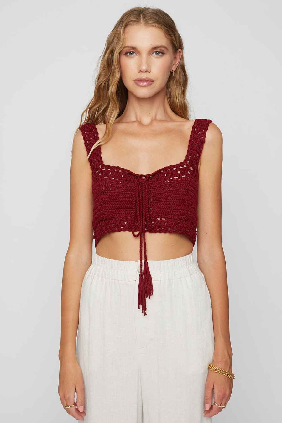 Women Sans Souci Crop Tops | Lace Up Crochet Top